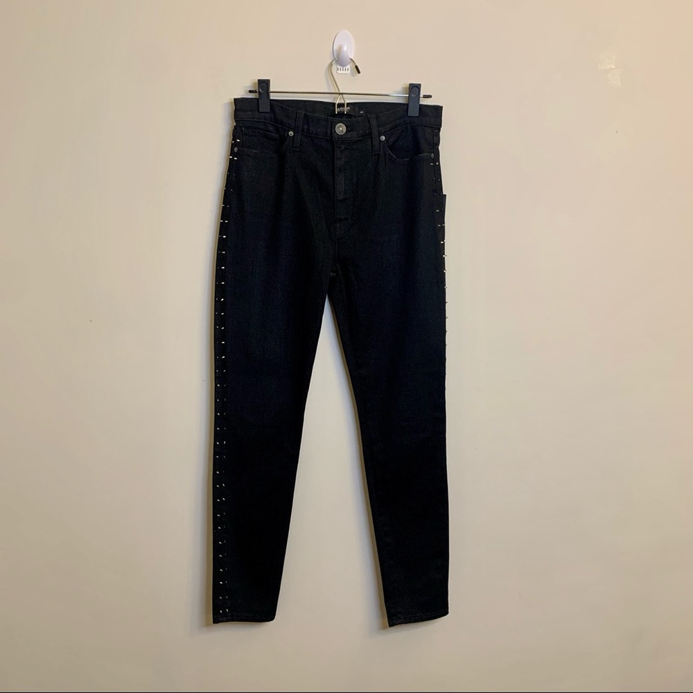Hudson Barbara Super Skinny Spike Trim Black Denim Jeans Women New Size 28